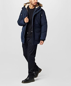 Chaqueta Acolchada con Capucha Azul Marino para Hombre, con Forro de Piel Sintética, Resistente al Viento, Gruesa, para Invierno, Corte Regular, Estilo Casual, Cierre de Cremallera - Product Image 1