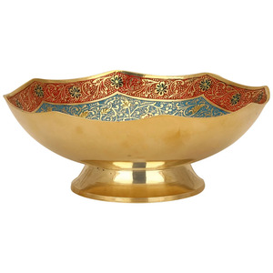 Cuenco indio hecho a mano de latón con trabajo de Minakari pintado a mano, cuenco decorativo para frutas a precio de fábrica directo al por mayor. - Product Image 3