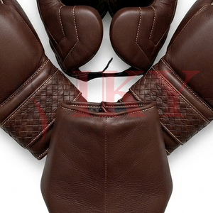Guantes de Boxeo, Protector de Cabeza y Protector Inguinal, Equipo de Entrenamiento Personalizado, Juego de Equipo de Boxeo de Cuero Genuino Marrón Vintage - Product Image 6