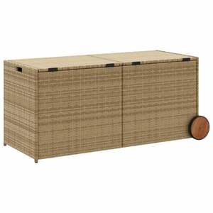 Grande boîte de rangement de jardin en rotin PE beige mélangé, mobilier d'extérieur élégant pour l'organisation - Product Image 6