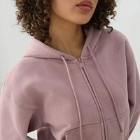 Ensemble 2 pièces à capuche pour femme, avec poches zippées, couleurs unies, en molleton de coton, coupe décontractée ample, longueur intégrale, idéal pour l'hiver – Vente chaude