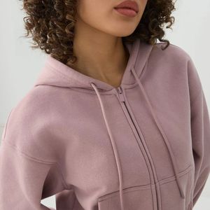 Ensemble 2 pièces à capuche pour femme, avec poches zippées, couleurs unies, en molleton de coton, coupe décontractée ample, longueur intégrale, idéal pour l'hiver – Vente chaude - Product Image 3