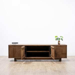 Buffet contemporain en teck massif, durable, avec 1,5 m de rangement pour chambre, cuisine, salon - Product Image 3