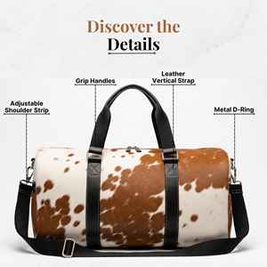 Sac de voyage week-end en cuir de luxe avec fourrure, vintage, grande capacité, durable LHODB-0141 - Product Image 4