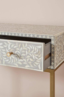 Table de Chevet Art Déco Florale en Os Incrusté, Meuble de Luxe pour Restaurants, Hôtels, Chambres à Coucher, Décoration Intérieure, Table Basse – Vente en Gros