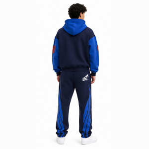 Conjunto Deportivo de Algodón con Logotipo Personalizado Bordado de Alta Calidad al por Mayor, Sudadera con Capucha y Pantalones Deportivos Unisex con Bloques de Color, Felpa de Algodón Grueso - Product Image 2