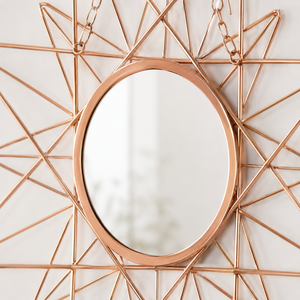 Espejo de Pared Redondo con Diseño de Estrella en Oro Rosa, Espejo Geométrico Colgante con Cadena para Decoración del Hogar, Sala de Estar, Dormitorio, Salón, Arte de Pared - Product Image 3