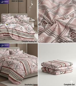 ชุดผ้าปูที่นอนไมโครไฟเบอร์ลายทางพิมพ์ลาย ขนาดคิงไซส์ 400 เส้นด้าย พร้อมผ้าปูที่นอนรัดมุมแบบมีกระเป๋าลึก ปลอกหมอน คุณภาพระดับโรงแรมและโรงพยาบาล - Product Image 4