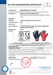 Guantes de invierno al por mayor de cuero de cabra rojo 13G con palma de látex rugoso recubierta de caucho, ignífugos, de dedo completo, antideslizantes y resistentes a la abrasión - Product Image 5