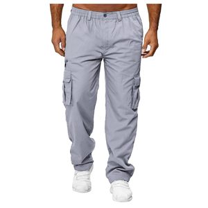 <b>Men's</b> Grey <b>Cargo</b> Jogger Pants Casual <b>Lightweight</b> <b>Trousers</b> With Side Pockets Elastic Cuffed Hem - Product Image 1