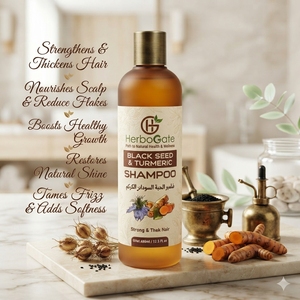 <b>Black</b> Seed & Turmeric <b>Shampoo</b> Natural Hair Cleansing Product Herbal Formula Lightweight Texture Nourishing Daily Hair Care OEM - Product Image 1