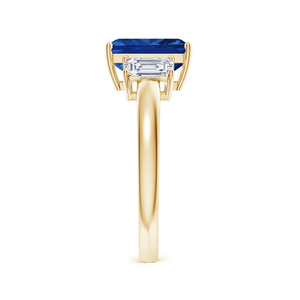 Anillo de Rubí con Tres Piedras y Diamantes de Corte Esmeralda para Mujer, Joyería de Compromiso y Boda, Oro de 10K, 14K, 18K, Plata 925, 935 - Product Image 2