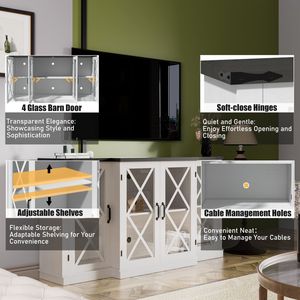 Centro di intrattenimento in stile fattoria 63 \ "Console multimediale in legno altezza regolabile con scaffali per soggiorno - Product Image 5