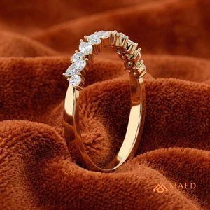 18K Yellow Gold Plated Moissanite Band <b>Dainty</b> Micro Pavé Wedding <b>Ring</b> for Women High Quality mossonite Stackable Eternity <b>Ring</b> - Product Image 5