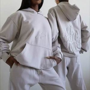 Custom 3D Puff Printing Oversize Long Sleeve Knitted Badge <b>Hoodie</b> Women 2023 Heavyweight Casual Gym Hoodies - Product Image 5