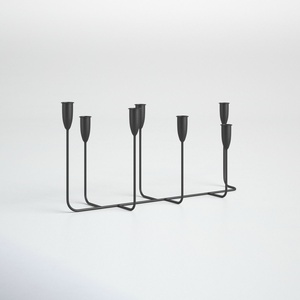 Modern 7 arm Stick <b>Black</b> Iron <b>candelabra</b> Minimalist Linear Design Perfect For Dining Tables Weddings And Sleek Home Decoration - Product Image 2