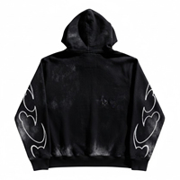 Sweat à capuche zippé en molleton avec logo personnalisé, style streetwear Y2K, délavé à l'acide, entièrement zippé, unisexe, coupe oversize, motif vintage, veste d'été