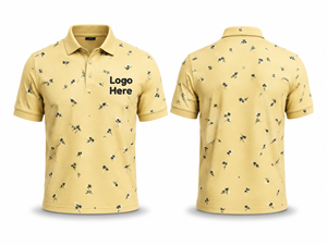 Camiseta de Manga Corta para Hombre, Color Amarillo Sólido, Algodón/Poliéster, Tejido de Punto, Casual, Transpirable, con Logotipo Bordado Personalizado en la Parte Delantera - Product Image 1