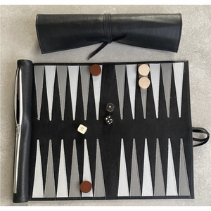 Ensemble de backgammon en cuir de qualité supérieure personnalisé, ensemble de jeu de voyage portable, ensemble de backgammon pliable compact vintage - Product Image 1