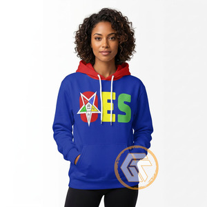 Sudadera con Capucha Personalizada de Algodón y Forro Polar Bordada con el Logotipo de la Estrella del Este, Ecológica, de Alta Calidad, Masónica Griega - Product Image 4