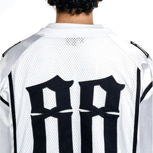 Camiseta de Fútbol Americano Moderna para Hombre, Blanca, con Paneles de Malla, Manga Larga, Estilo Jersey, 230 GSM, Poliéster Transpirable, Proveedores OEM Personalizados al por Mayor - Product Image 2