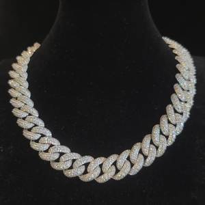 Collier Hip Hop en argent plaqué 9 mm avec zircon, chaîne cubaine, vente en gros, tailles 7'', 8'', 9'' - Product Image 1