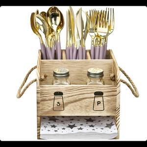 Organizador de Mesa Multifuncional de Madera para Cubiertos, Sal y Pimienta, Almacenamiento Elegante, Perfecto para el Hogar, Cafeterías y Restaurantes - Product Image 5