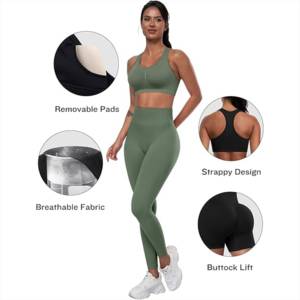 Ensemble de yoga pour femmes, tissu respirant à séchage rapide, confortable, taille haute, imprimé personnalisé, très vendu. - Product Image 4