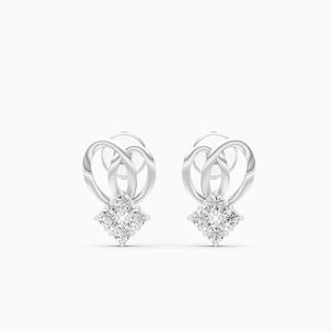 Boucles d'oreilles clous en diamant de laboratoire de 0,15 ct, serti en grappe entrelacée, en or jaune, blanc et rose 9 carats - Product Image 2