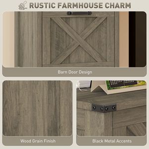 Meuble de rangement vertical rustique style ferme à 2 tiroirs gris vieilli pour papiers A4 et format lettre - Product Image 4