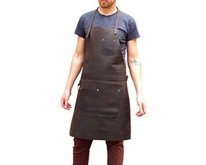 Brown Leather Bib <b>Apron</b> Adjustable Strap Pocketed Sleeveless <b>Apron</b> for Kitchen Chef <b>Barista</b> Restaurant Use - Product Image 1