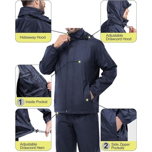 Trajes de lluvia con capucha personalizables con logotipos y etiquetas para equipos, actividades al aire libre y protección contra clima húmedo - Product Image 2