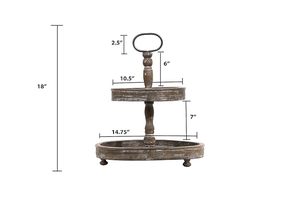 Handmade Wooden Two-<b>Tier</b> Serving Tray With Metal Handle Multi-Layer <b>Cake</b> Stand - Product Image 3