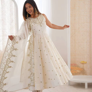 Conjunto de Vestido Anarkali sin Mangas de la Colección Festiva para Mujer - Product Image 1