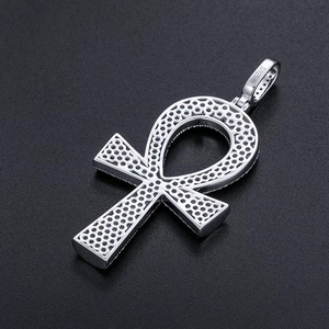 Pendentif Croix Ankh Égyptienne en Argent Antique pour Bijoux DIY (Collier, Bracelet, Porte-clés) avec Diamant Moissanite - Product Image 2