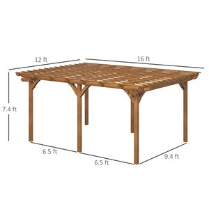 Struttura stabile 12 'X 16' all'aperto Pergola in legno Gazebo & padiglione per giardino Patio cortile ponte & pergolato uva - Product Image 3