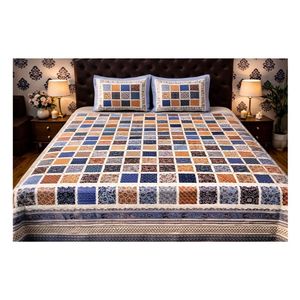 Juego de Sábanas de Algodón Ajrak de 300 Hilos, 108x108 Pulgadas, Sábanas Suaves de Estilo Americano, Ajustables y Planas, para Hogar y Hotel, Juego de 4 Piezas - Product Image 1