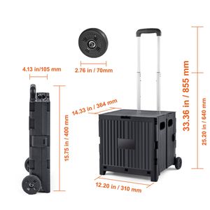 Carrello Pieghevole Multiuso Resistente con Capacità di Carico di 80 Libbre, Manico Telescopico, Cassetta Portatile con Ruote - Product Image 2