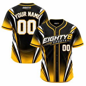 Custom <b>Men</b> Baseball <b>Jersey</b> Full Button Sublimation Breathable Short Team Uniform Personalized Name Number Sports <b>Shirt</b> Wholesale - Product Image 2