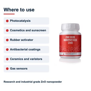 TECHINSTRO Nanopolvo de Óxido de Zinc 99.9% Nanopartículas de ZnO 10-40 nm para Vulcanización de Caucho Activador Muestra Disponible - Product Image 5