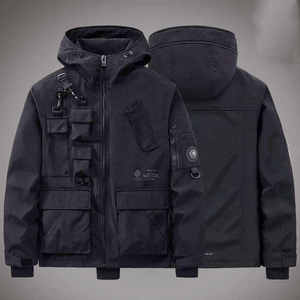 Men's Tactical Techwear <b>Jacket</b> Streetwear Multi-pocket Hooded Windbreaker Utility Cargo Coat Urban Functional Outdoor Clothing - Product Image 1