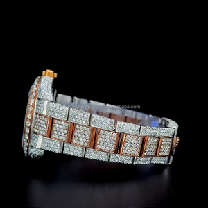 Personnalisé S # Montre de luxe haut de gamme avec cadran à deux tons or rose, entièrement sertie de diamants, certifiée par un testeur de diamants - Product Image 2