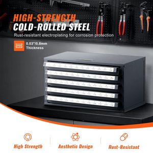 Five-Drawer Steel <b>Drill</b> <b>Bit</b> Dispenser Cabinet Organizer with #1 & #60 Labels Stackable and <b>Storage</b>-Friendly - Product Image 3