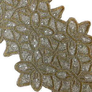 Modern Floral Beaded <b>Table</b> <b>Runner</b> Chiffon <b>Table</b> Mat for <b>Dining</b> Home Hotels Weddings Christmas Decor Made Craft for <b>Dining</b> Room - Product Image 3