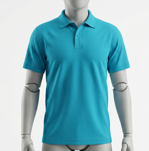 Men's <b>Turquoise</b> Polo <b>Shirt</b> Short Sleeve Turn-down Collar Regular Fit Solid Color All Seasons - Product Image 1