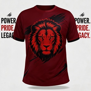 Camiseta de Manga Corta para Hombre, de Poliéster, con Estampado de León por Sublimación, Corte Holgado, Diseño Animal, Ropa Deportiva - Product Image 1