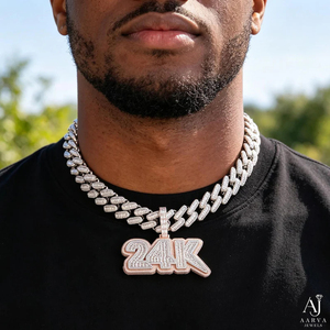 Colgante de Moissanita para Fiesta Hiphop, con Letra Iced Out, Tono Oro Rosa, Plata 925 para Hombre - Product Image 2