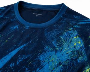 T-shirt personnalisé pour homme à manches courtes, col rond, impression par sublimation, imprimé abstrait, séchage rapide, tricoté en polyester, coupe ajustée, style sportif - Product Image 6