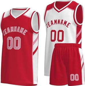 Ensemble maillot et short de basketball personnalisés par sublimation, col en V, sans manches, en mesh respirant, séchage rapide, impression du nom de l'équipe, pour adultes unisexe - Product Image 5