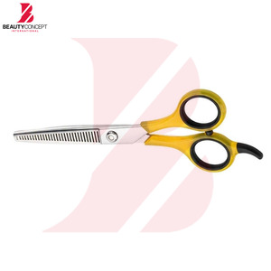 Tijeras de Peluquería Profesionales de Dos Tonos, Amarillo y Negro, con Mango de Plástico, Tijeras de Entresacar Cabello de Acero Inoxidable, Herramientas de Peluquería - Product Image 5